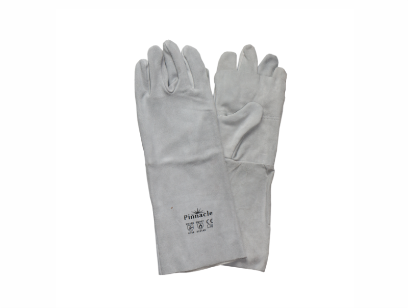 GLOVES 8″ CHROME LEATHER DOUBLE PALM ELBOW