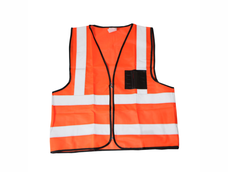 VEST ORANGE REFLECTIVE WITH ZIP & ID POUCH