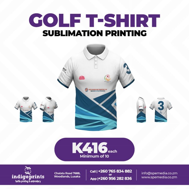 Best Golf Polo Shirt Sublimation Printing Zambia IndigoPrints Lusaka K416